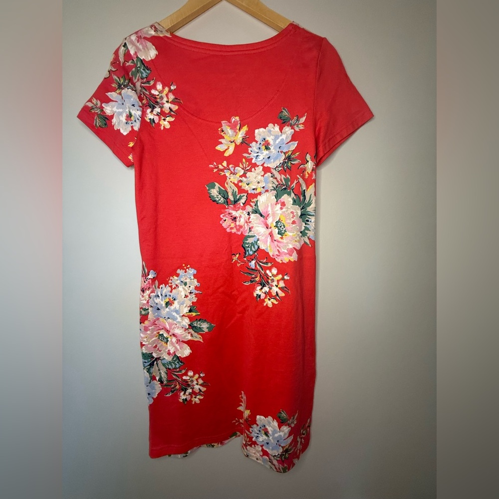 Joules Red Floral T Shirt Dress Riviera Print Cotton Size Medium - Picture 4 of 9